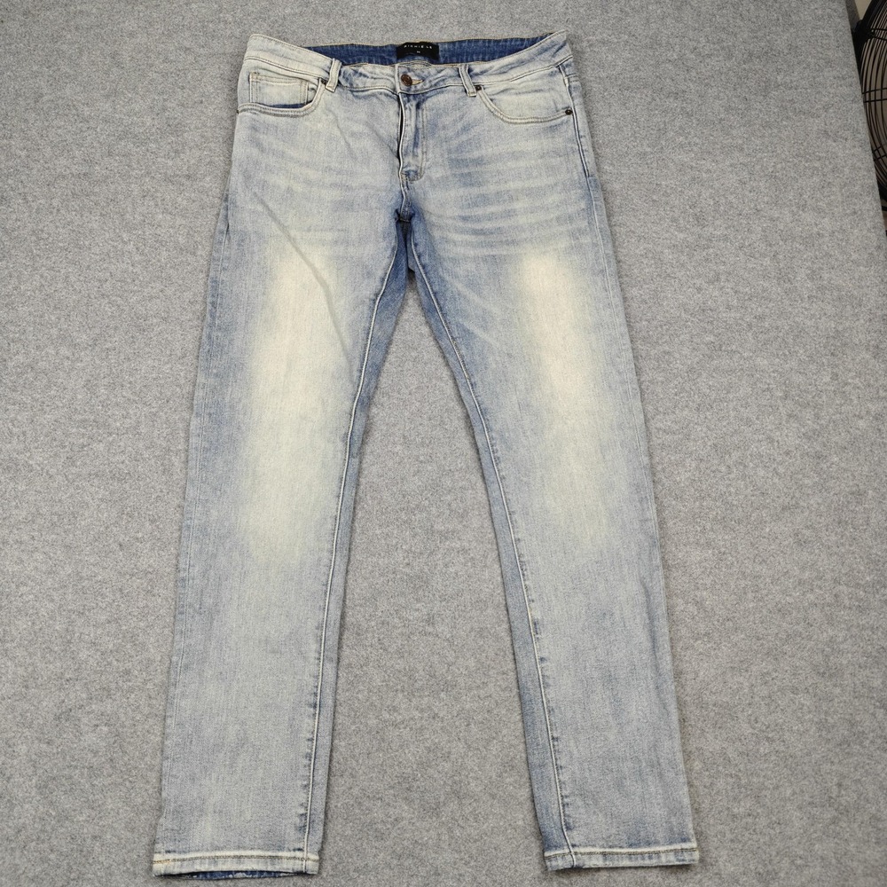 Richie Le Jeans Mens 34x32 Blue Light Wash Slim Skinny Stretch Distressed Denim
